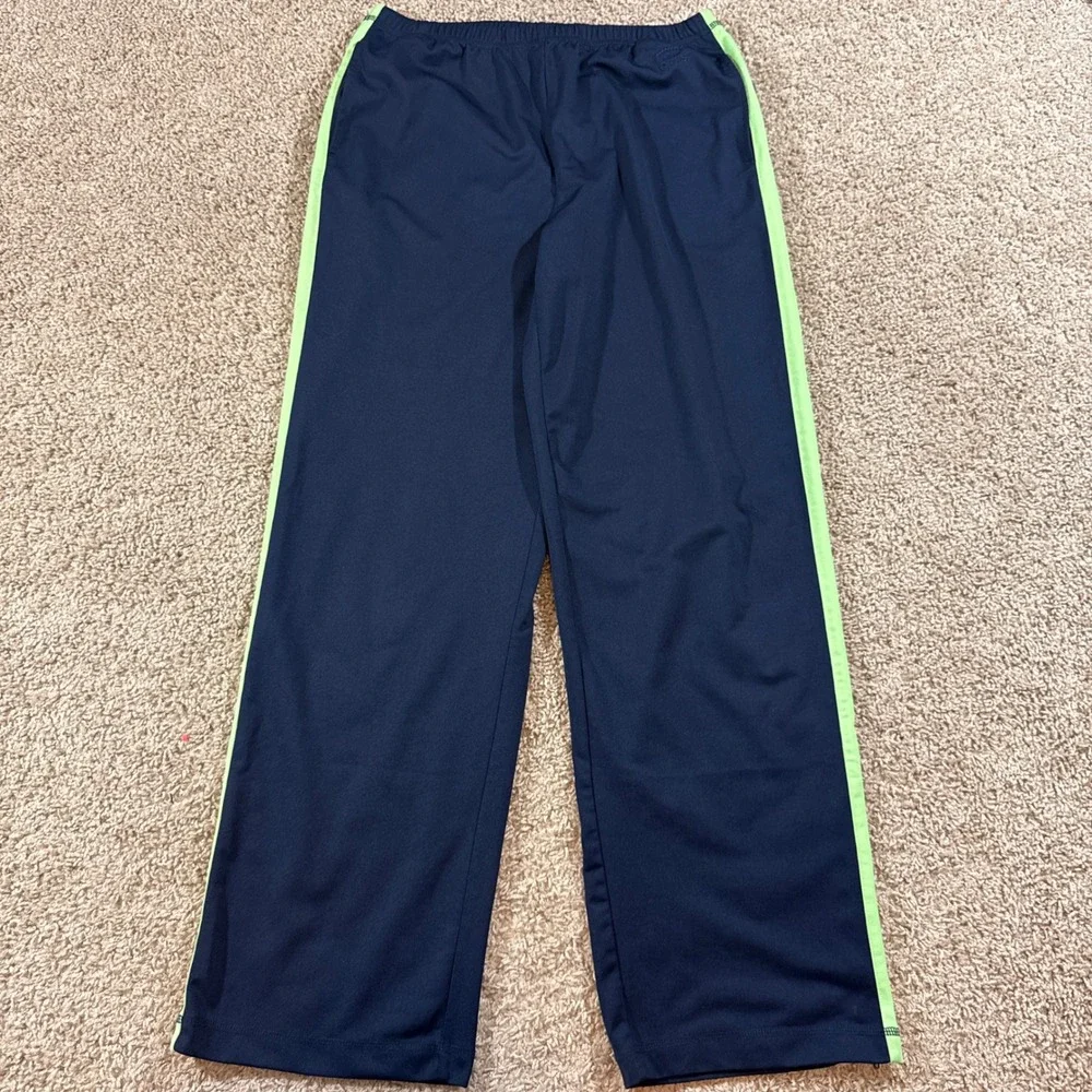 Vintage Oleg Cassini Sport Track Pants Mens Medium Navy Blue Side Stripe 90s